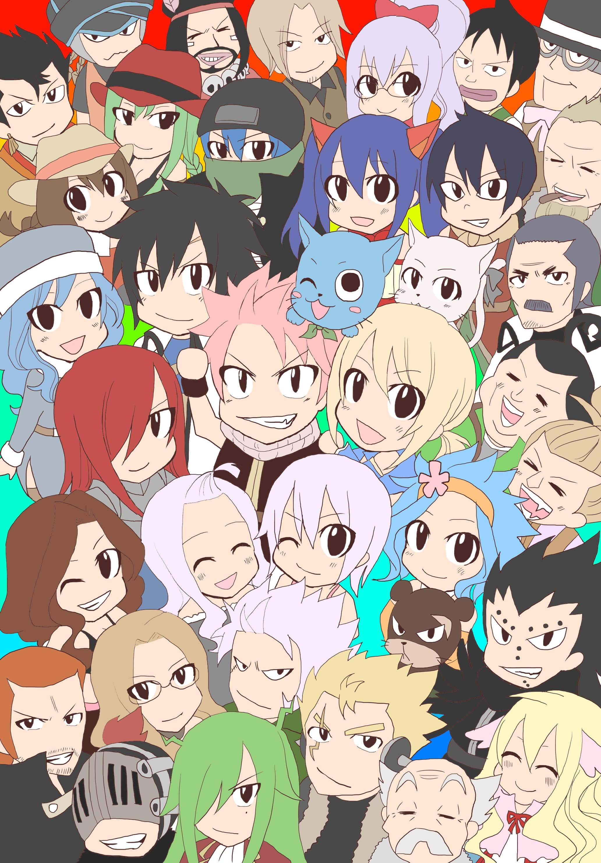 Fairy Tail Estetiese Chibi Vektor Muurpapier