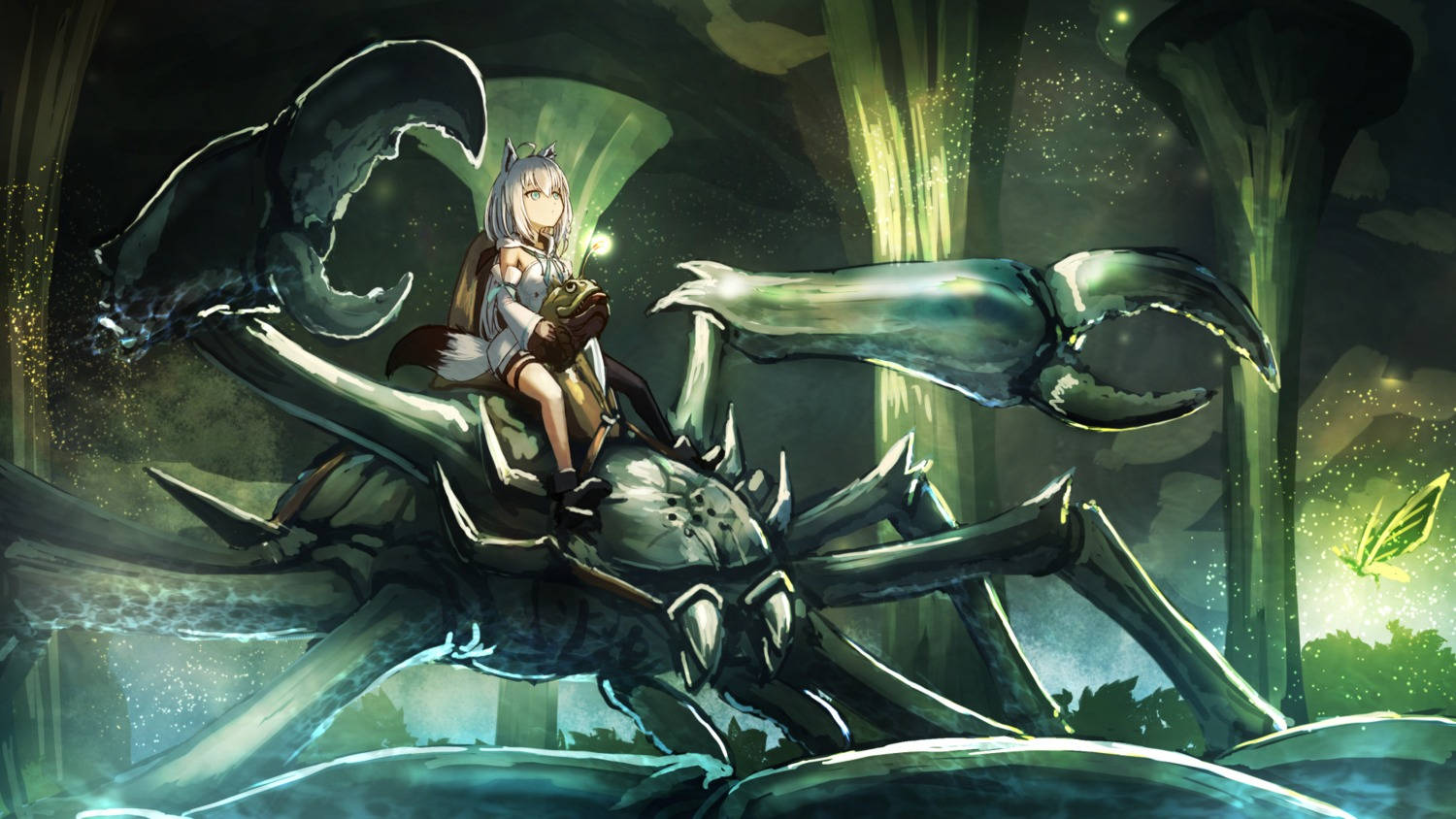 Fantastiese Grot Estetika Anime Kuns Rekenaar Muurpapier