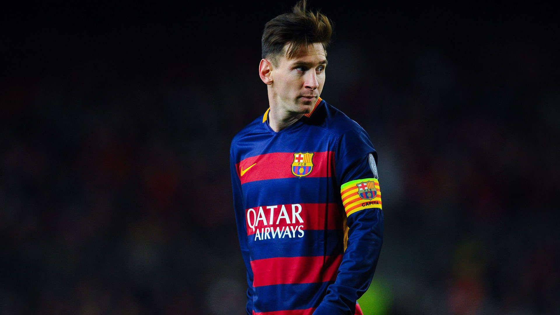 Lionel Messi FC Barcelona-spanvoorspeler en kaptein agtergrond