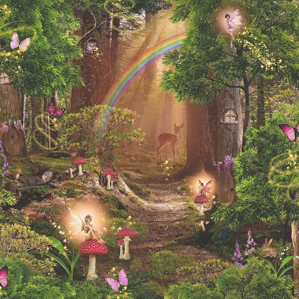 Feeërie Reënbos Muurpapier