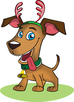 Feestelike Hond Spotprent Rendier Geweie Muurpapier