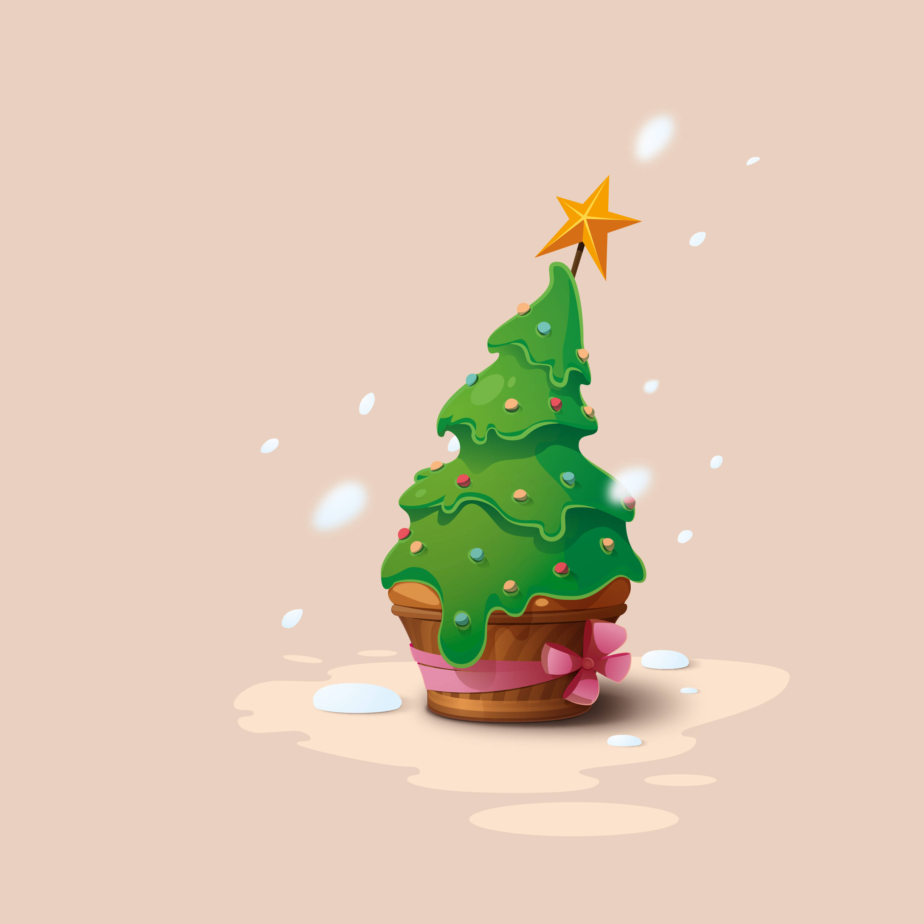 Feestelike Kersboomkoekie Muurpapier