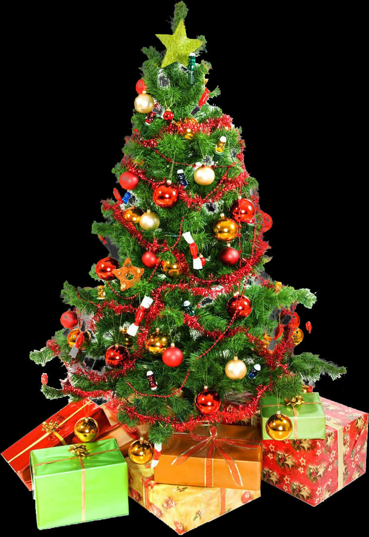 Feestelike Kersboom Met Geskenke Muurpapier