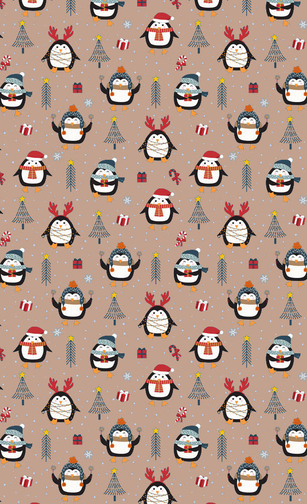 Feestelike Pikkewyne Vier 'n Eenvoudige Kersfees Muurpapier