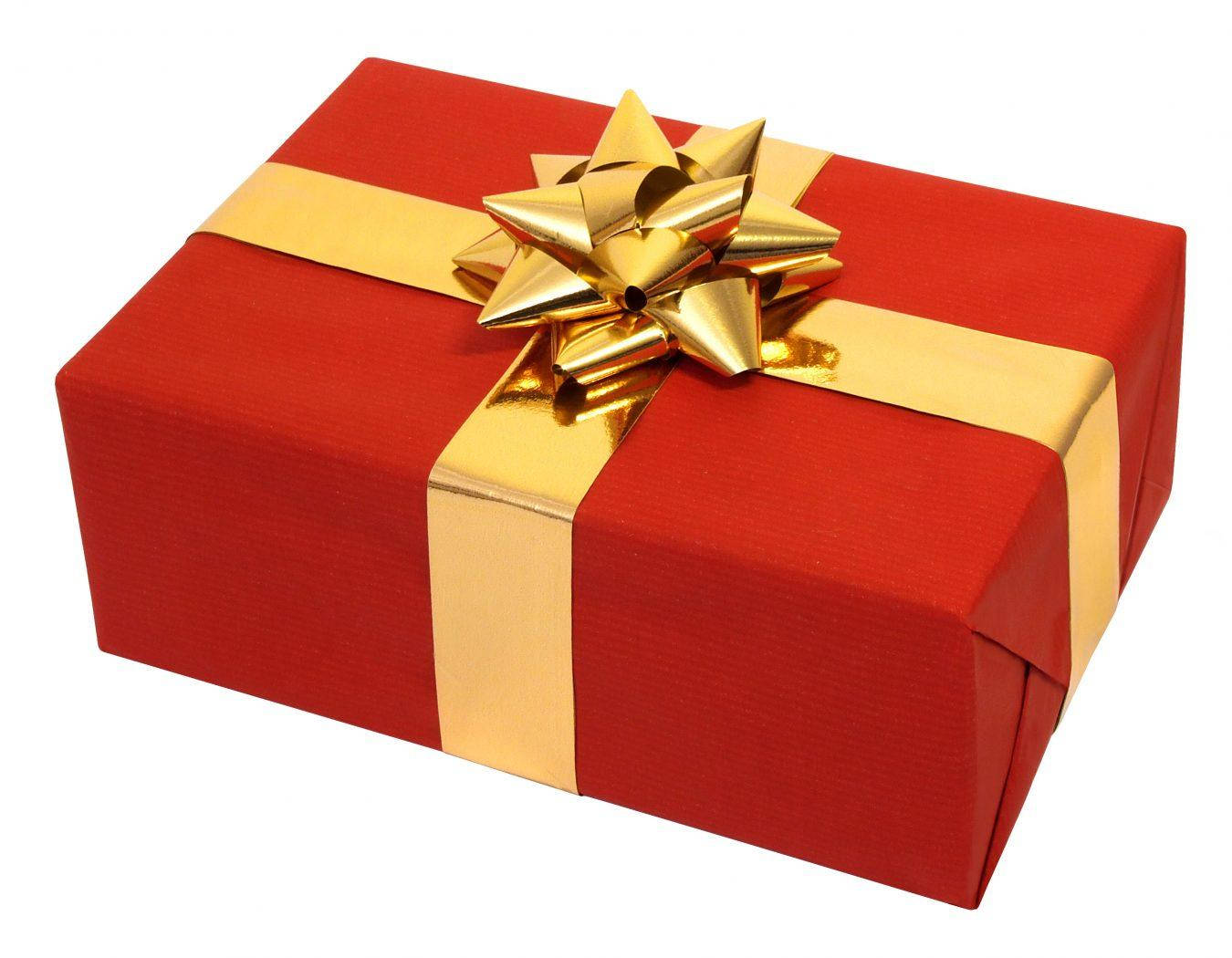 Feestelike Rooi en Goue Kersgeskenk Muurpapier