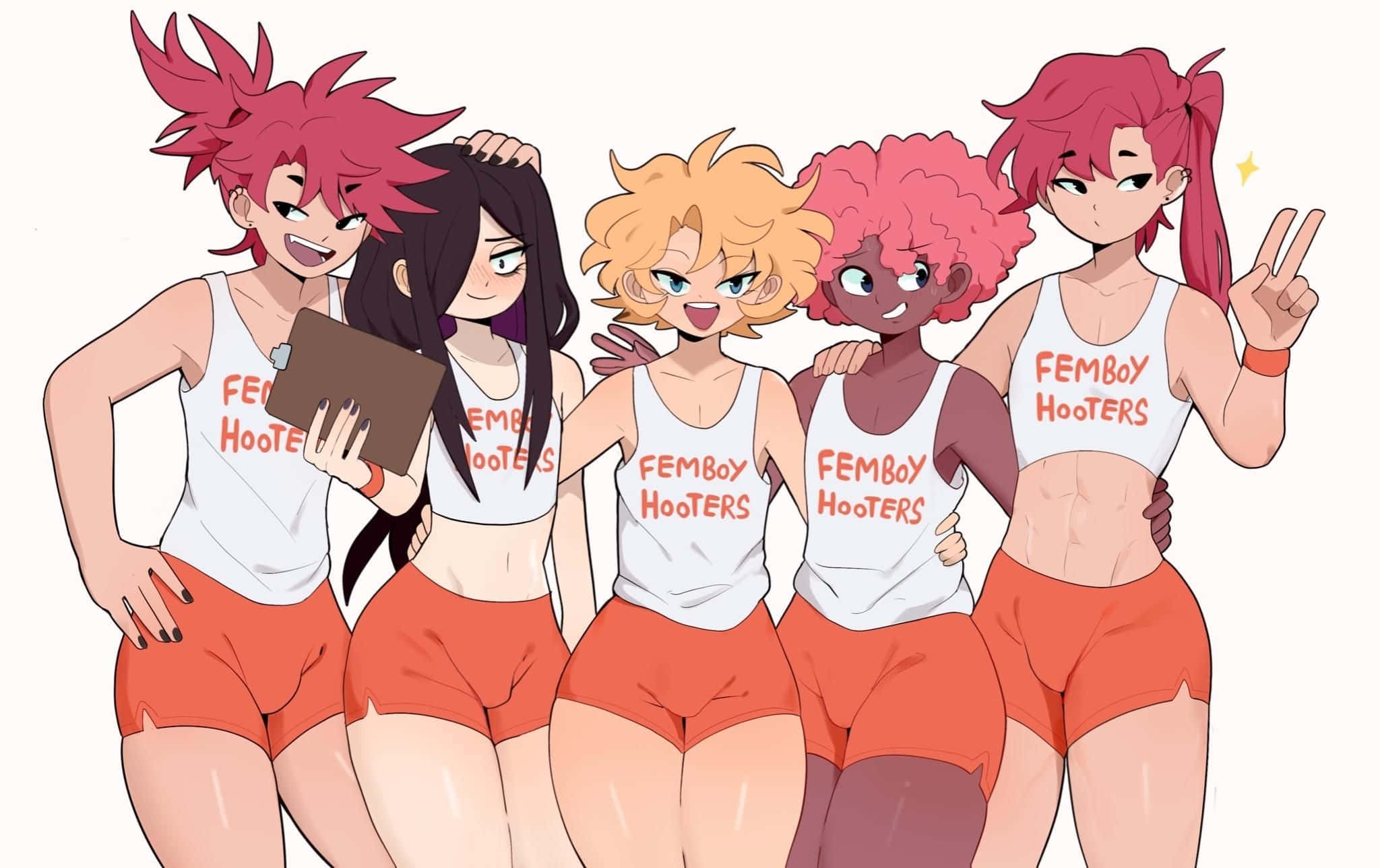 Femboy Hooters-lied Yung Waifu Muurpapier
