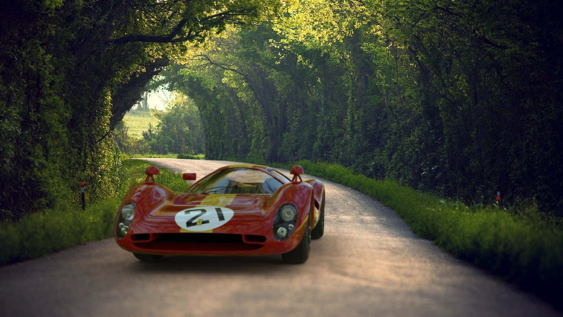 Ferrari 330 op 'n Skaduryke Pad Muurpapier