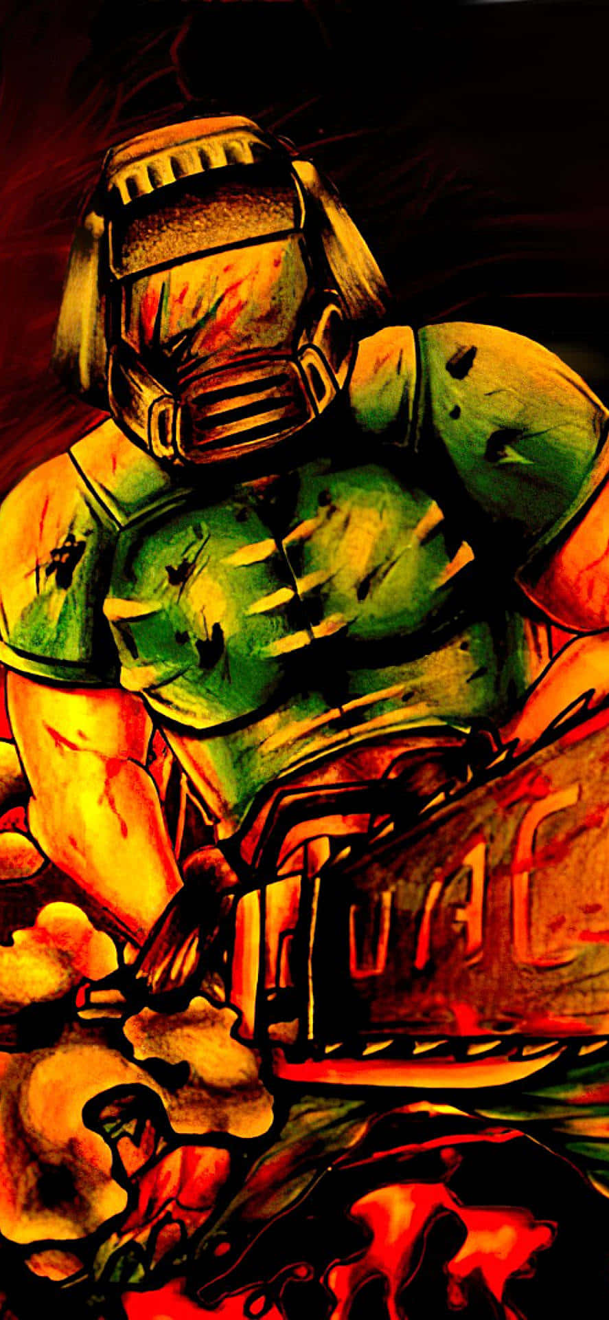 Fiktiewe Karakter Doom Guy Pixel 3xl Doom Eternal Skieterspel Agtergrond Muurpapier