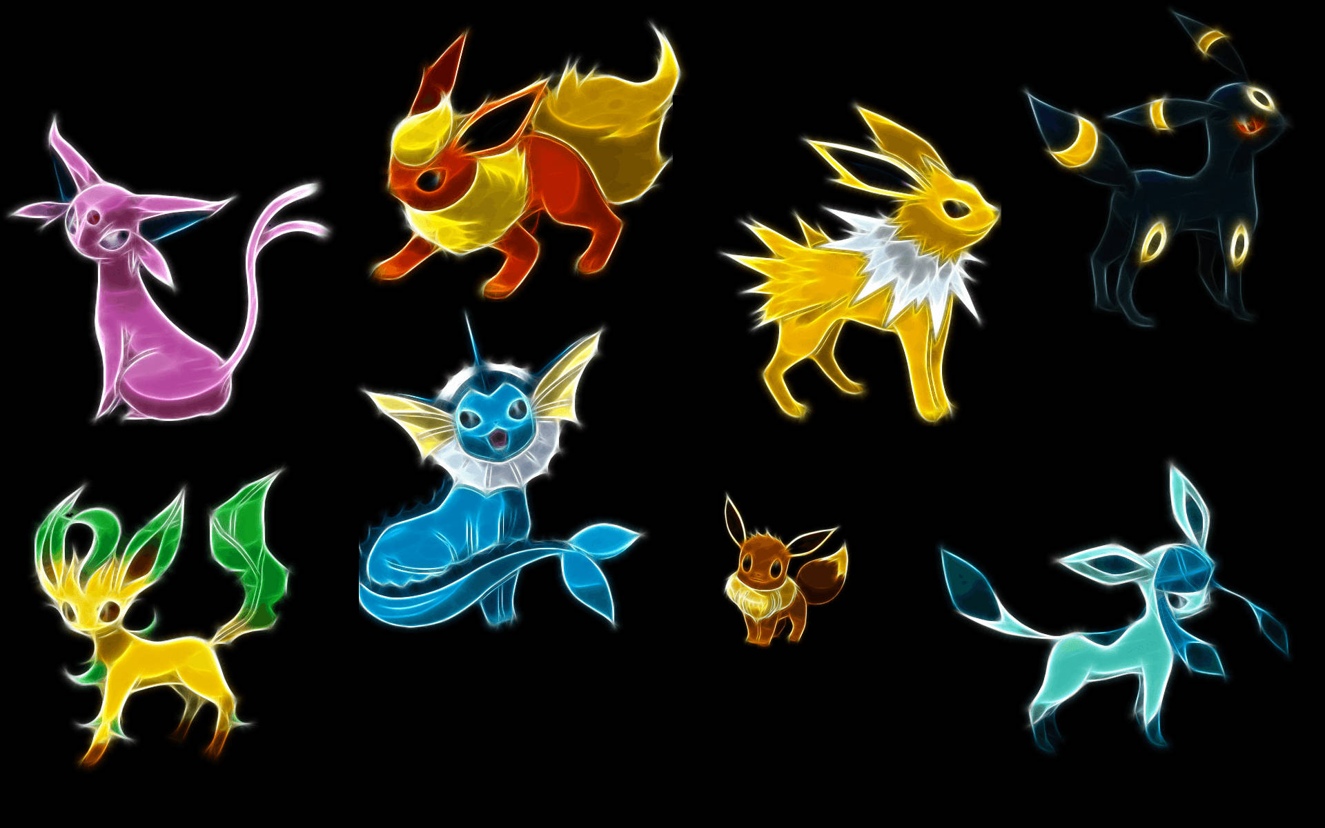 Flareon met swart Pokémon-agtergrond Muurpapier