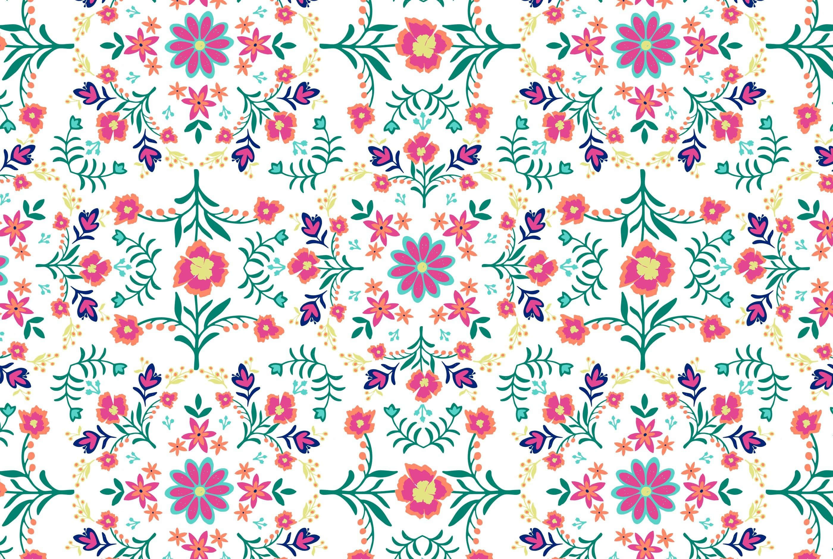 Florale Estetiese Patroon Boho Mac Muurpapier