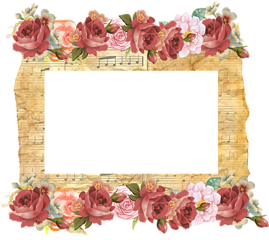 Florale Musiek Tema Raam Muurpapier