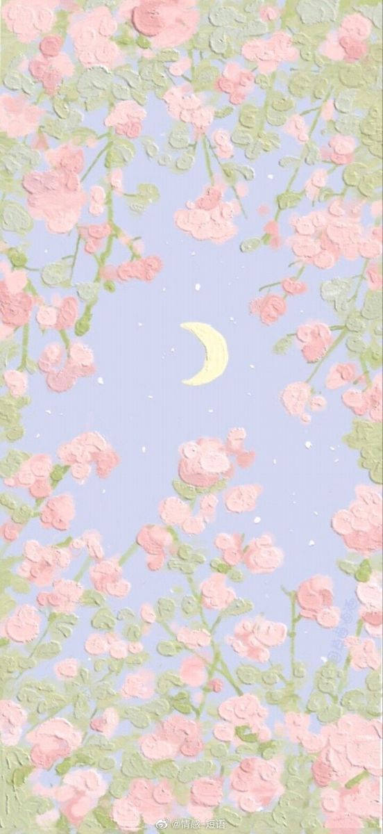 Florale Pienk Vintage Estetika Muurpapier