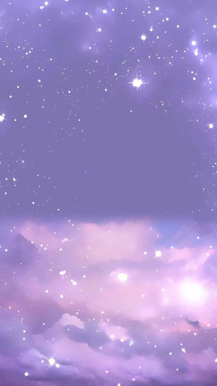 Fonkelende Kawaii Laventel Pastel Pers Estetiese Agtergrond Muurpapier