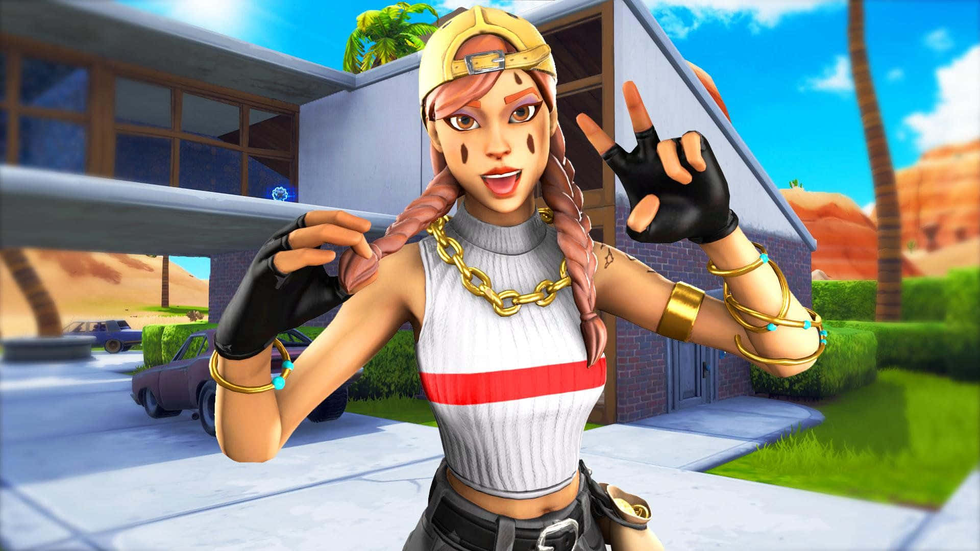 Fortnite Aura Vel Vel Speletjie Pragtige Koel Pose Muurpapier