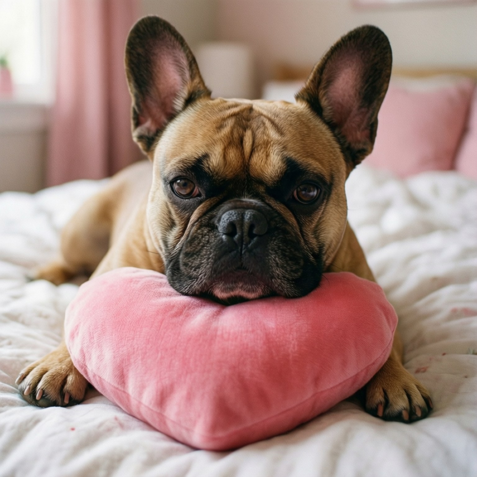 Frenchie met Hartkussing Muurpapier