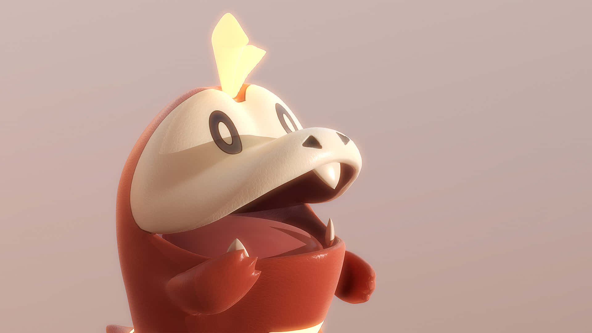 Fuecoco Pokemon Oop Mond 3D Muurpapier