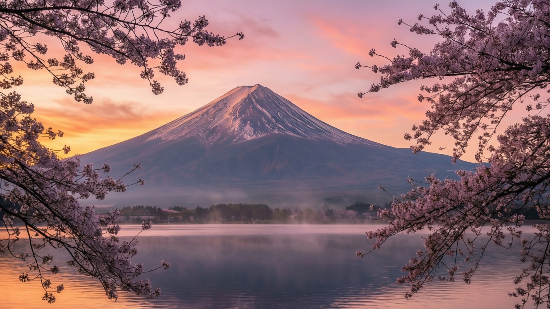 Fuji Dagbreek Sereniteit Muurpapier