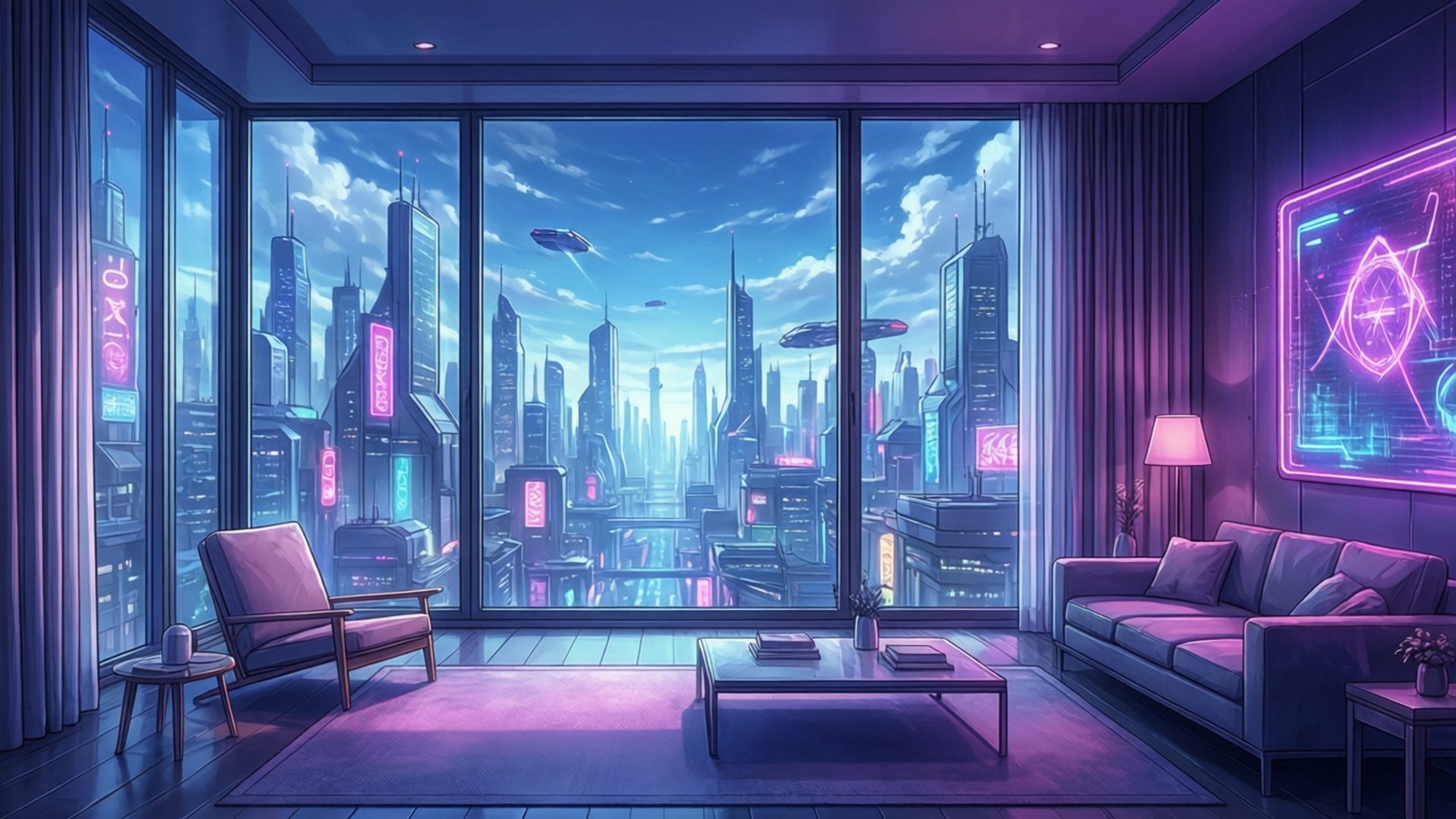 Futuristiese Kamer Muurpapier