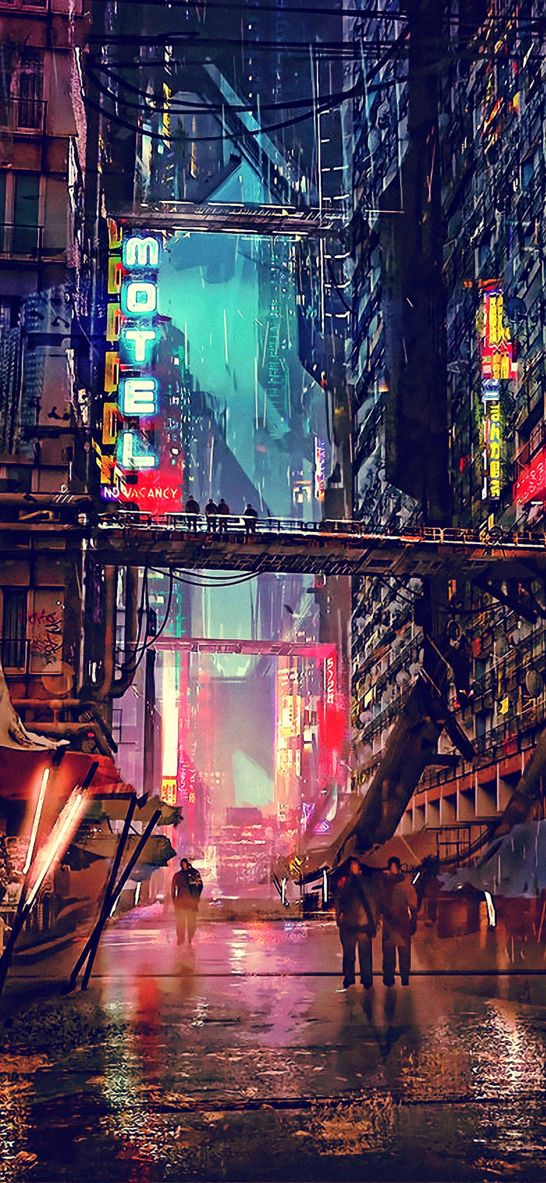 Futuristiese Nagstad Cyberpunk 2077 iPhone Muurpapier