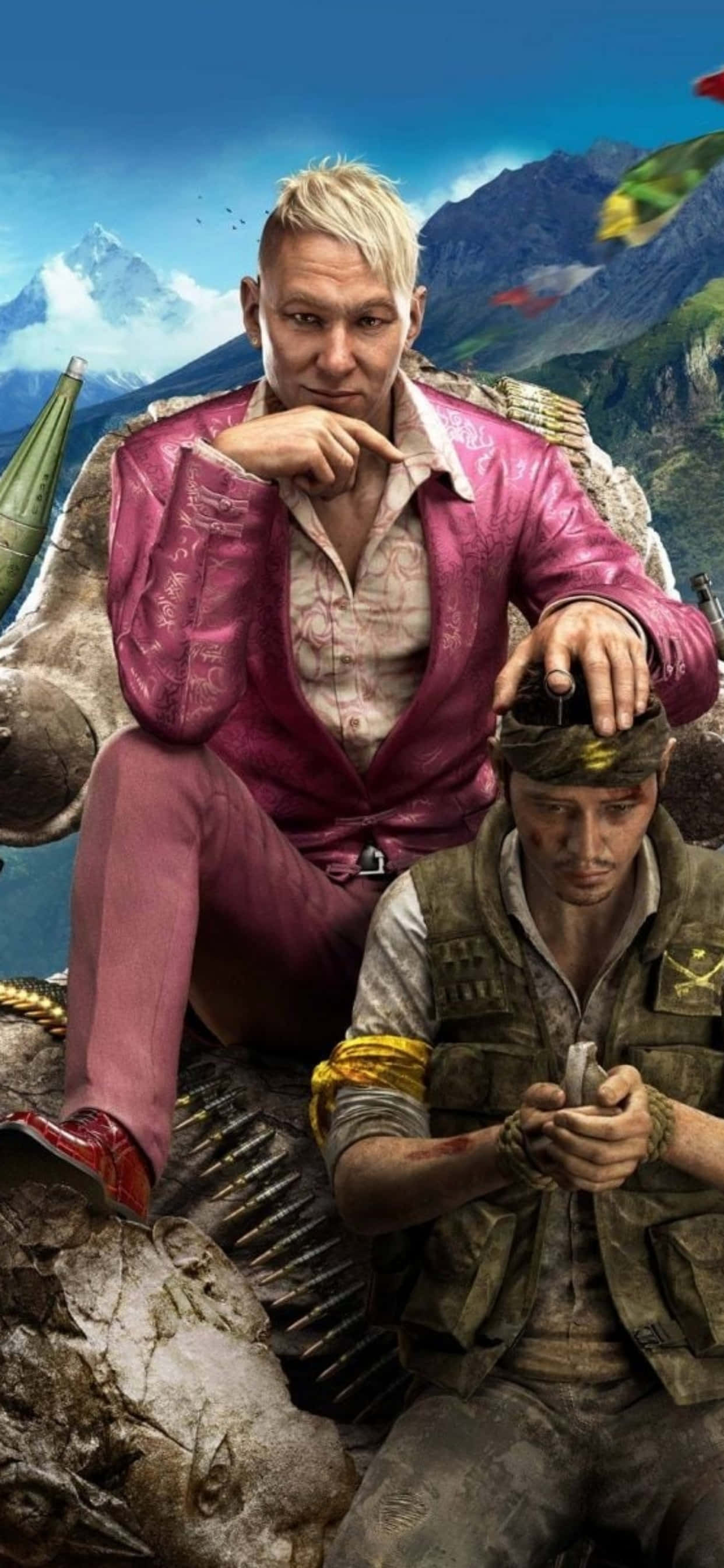 Gaan op wilde avonture met die iPhone Xs Max en Far Cry 4. Muurpapier