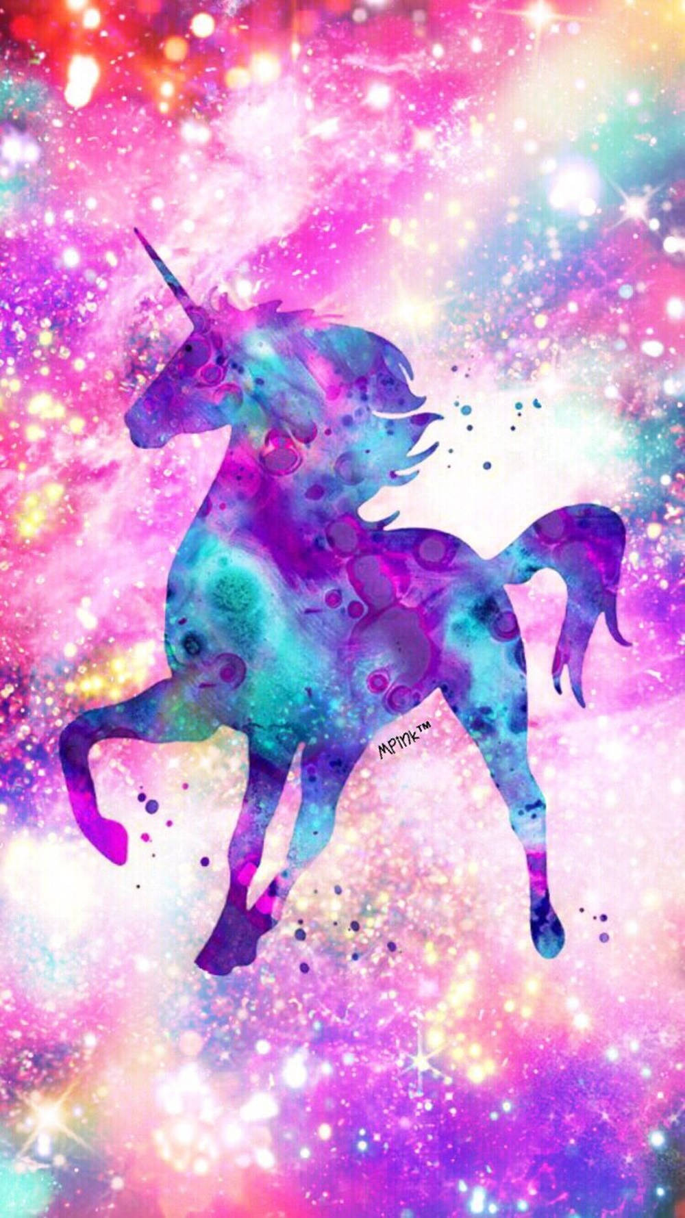 Galaxie-eenhorings op Glitter-agtergrond Muurpapier