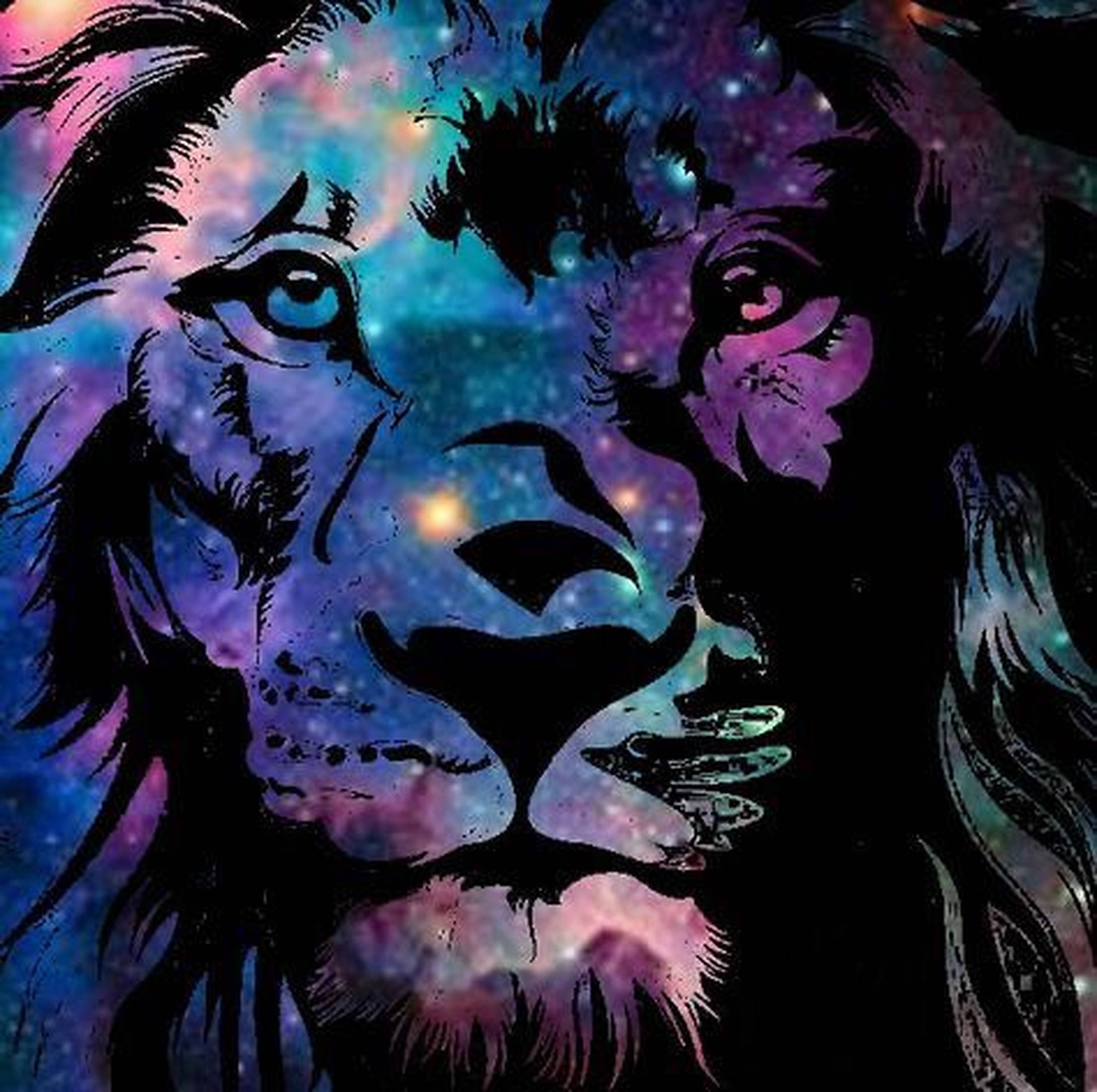 Galaxie Leeu Gesig Muurpapier