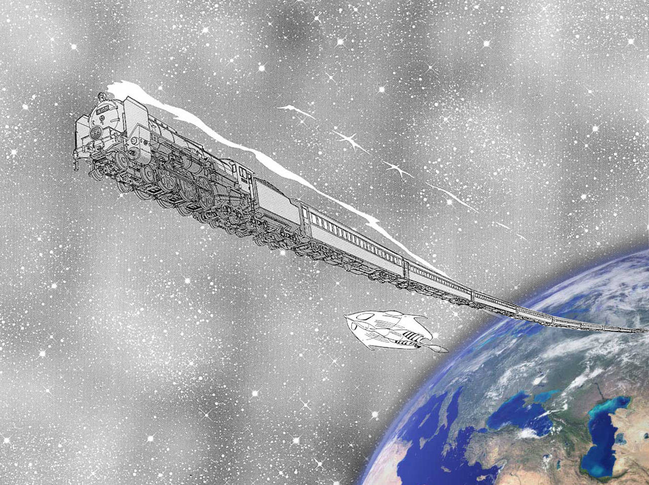 Galaxy Express 999 Manga Paneel Muurpapier