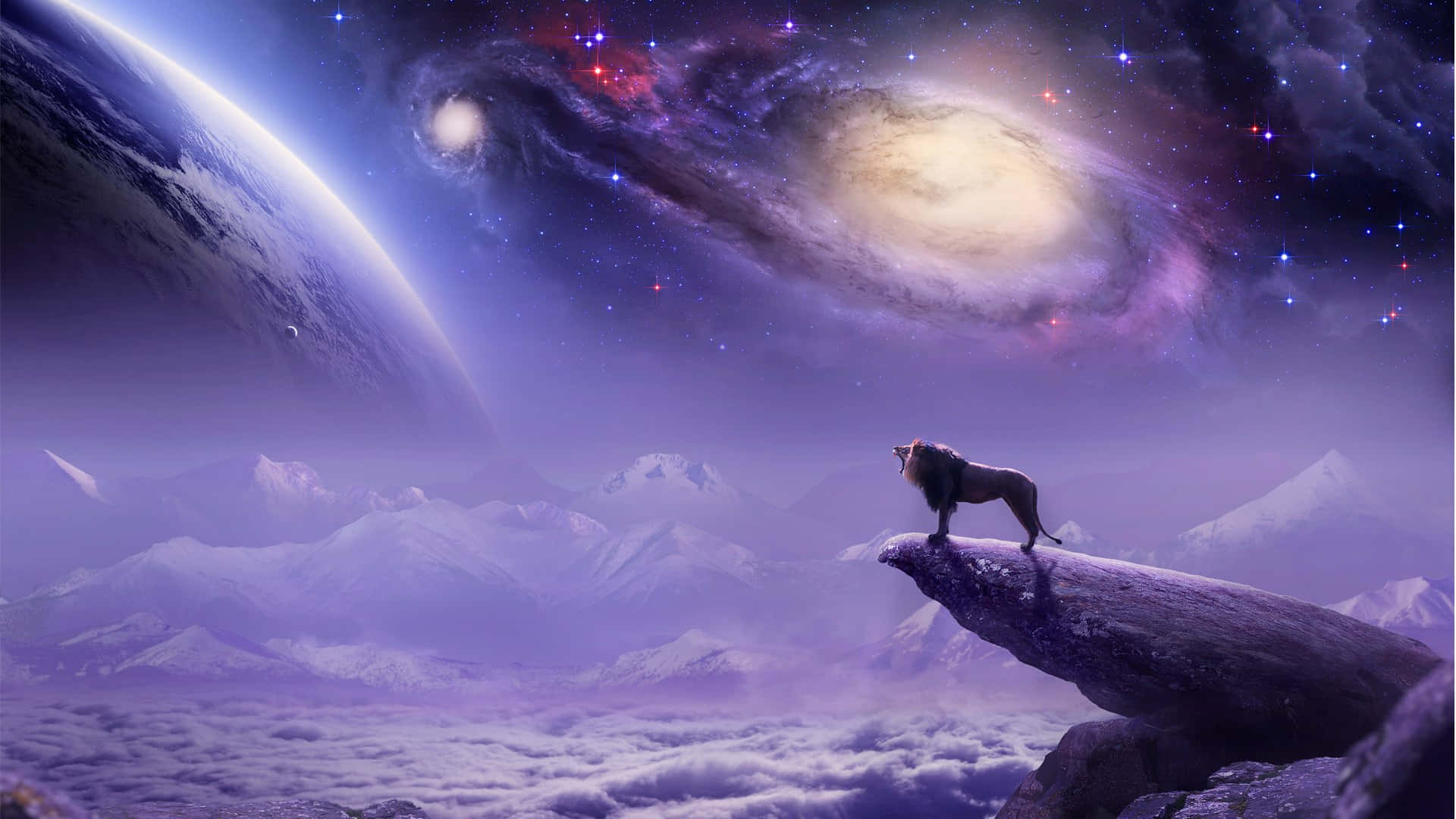 Galaxy Leeu agtergrond Muurpapier