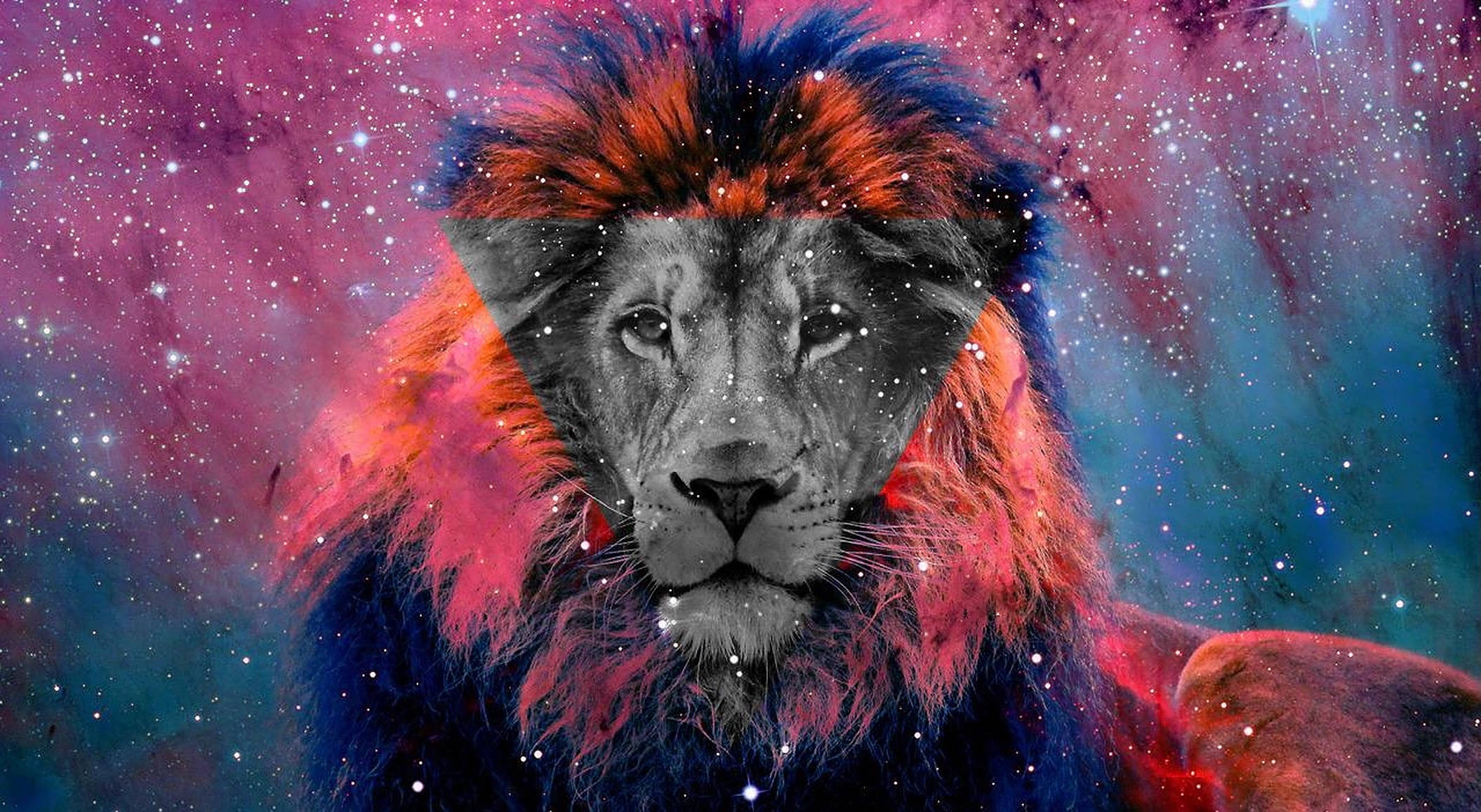 Galaxy Leeu Digitale Kuns Muurpapier
