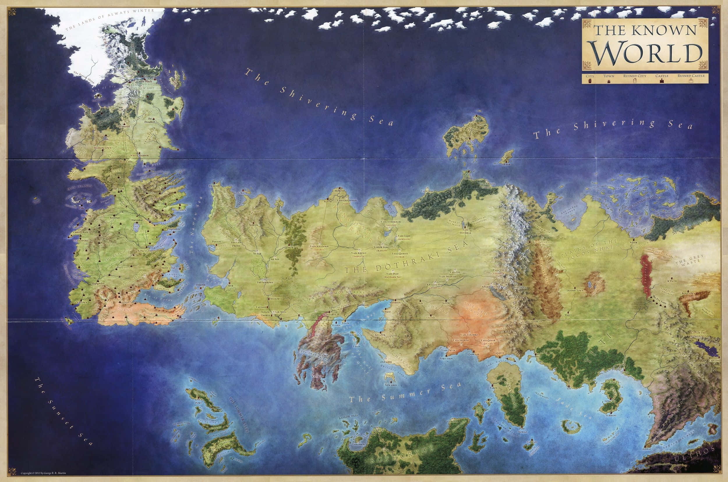 Game of Thrones Kaart van die Bekende Wêreld Muurpapier