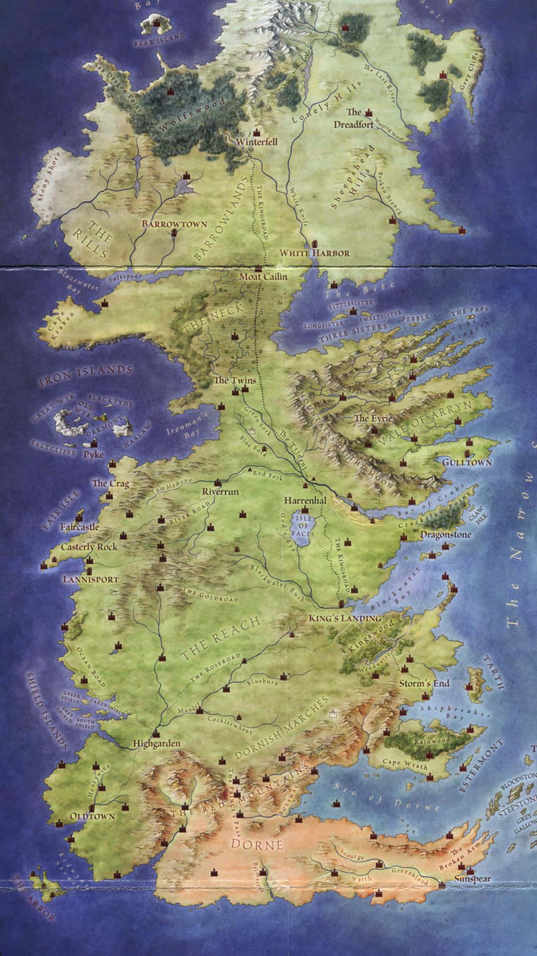 Game of Thrones Kaart Westeros Muurpapier