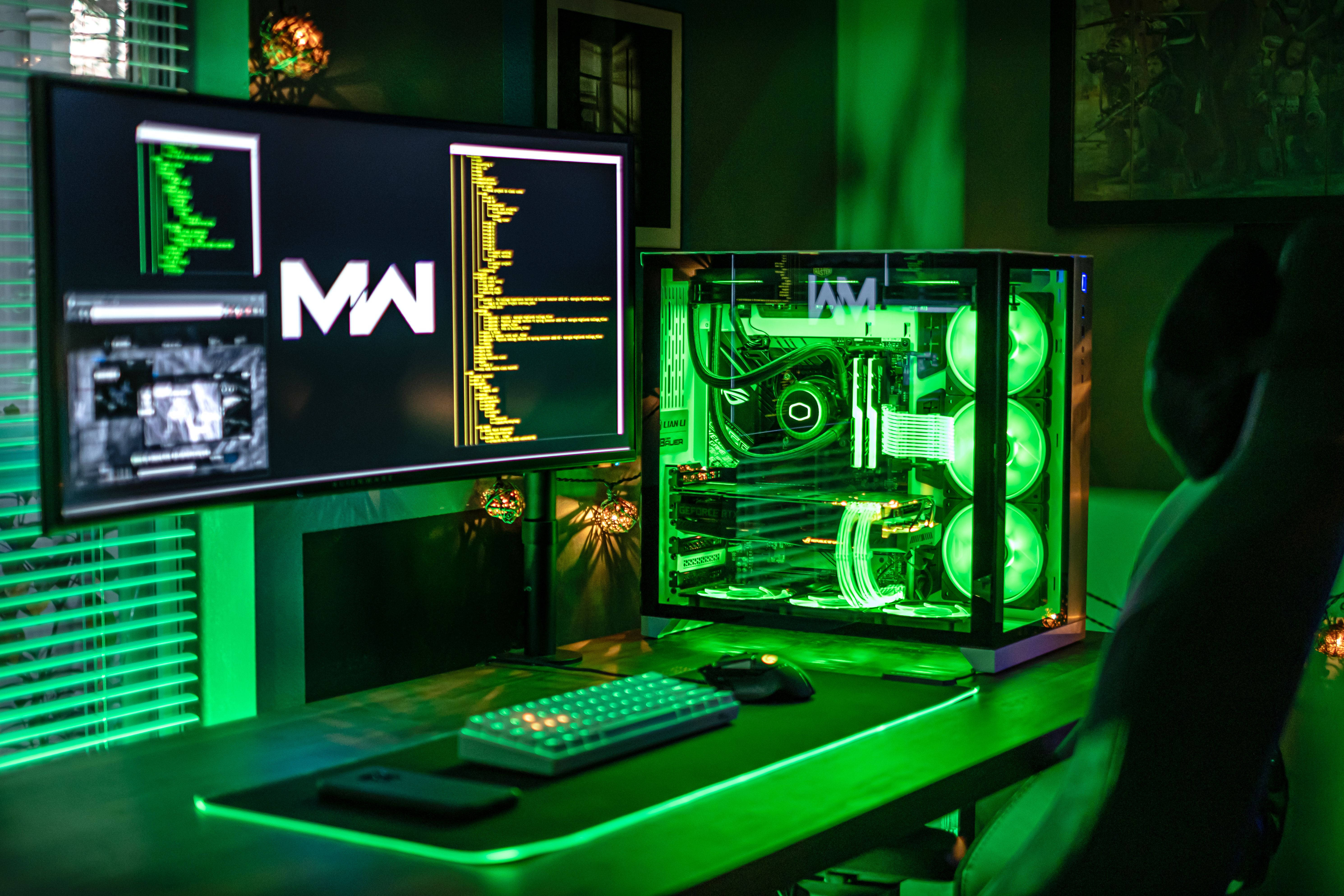 Gaming Kamer Alle Groen Ligte Muurpapier