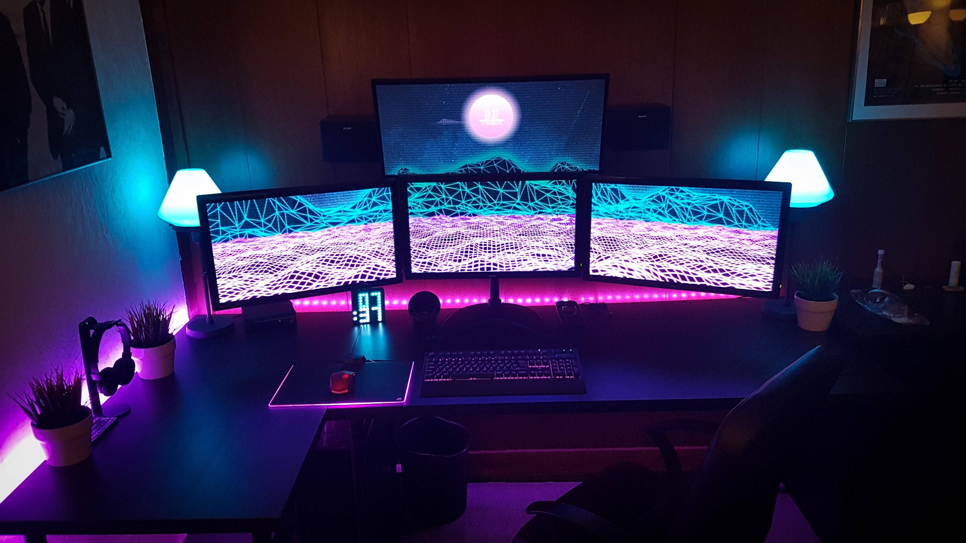 Gamingkamer LED-ligte Muurpapier