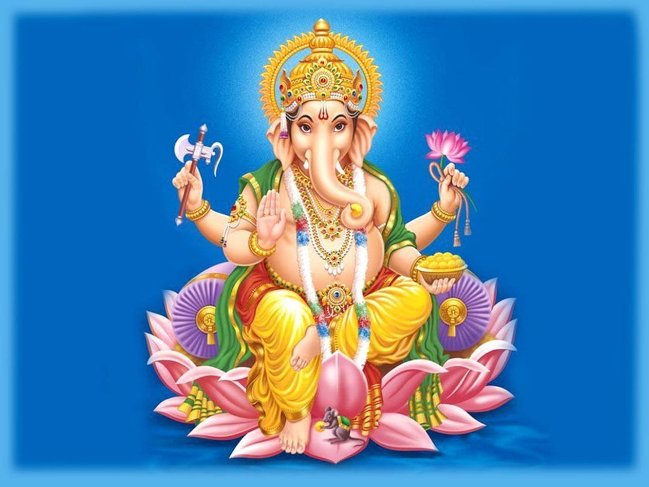 Ganesh-rekenaaragtergrond met Pienk Lotus-troon en Grafiese Kuns Muurpapier