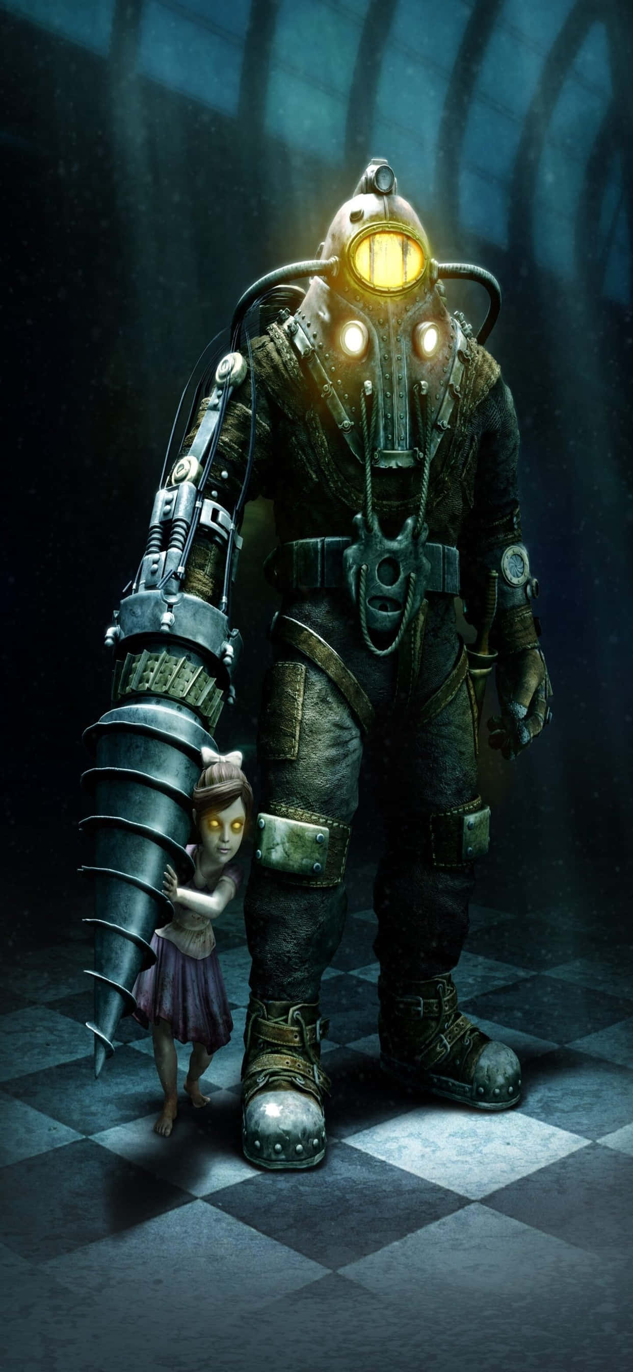 Animated Big Daddy iPhone XS Max Bioshock Infinite Agtergrond Muurpapier
