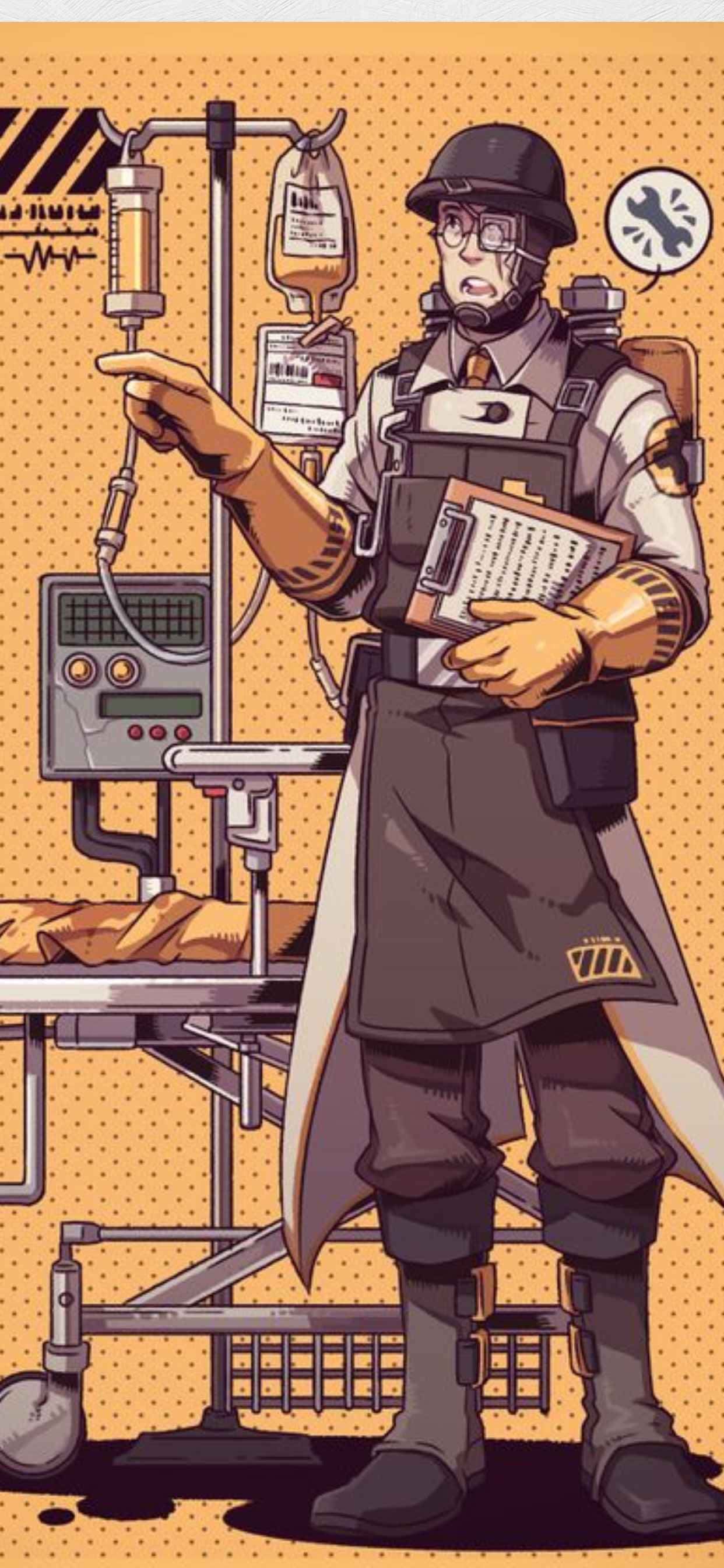 Geanimeerde Geel iPhone XS Max Team Fortress 2 Agtergrond Muurpapier