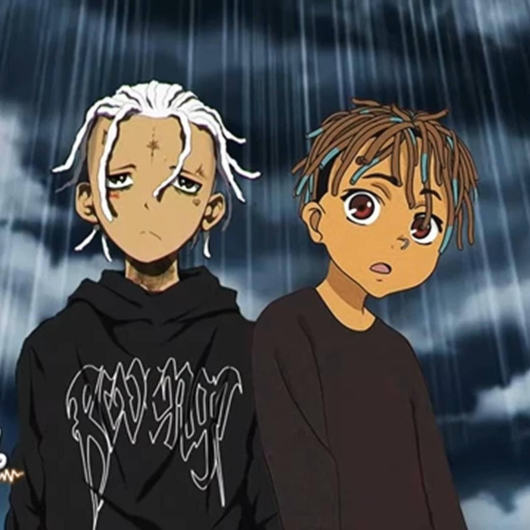 Geanimeerde Juice Wrld met XXXTentacion Muurpapier