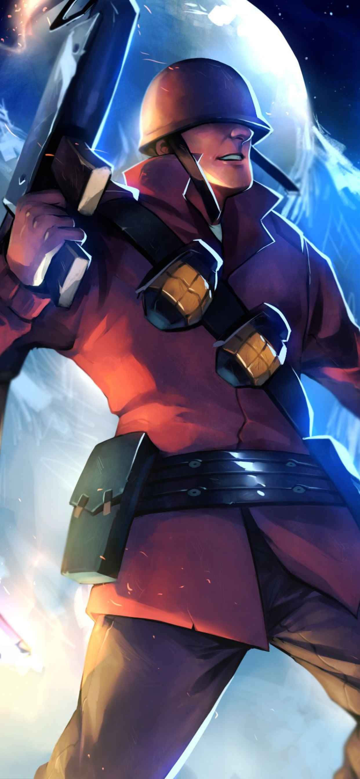 Geanimeerde Rooi Soldaat iPhone Xs Max Team Fortress 2-agtergrond Muurpapier
