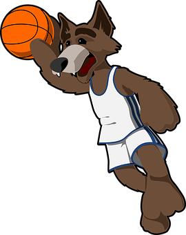 Geanimeerde Wolf wat Basketbal Speel Muurpapier