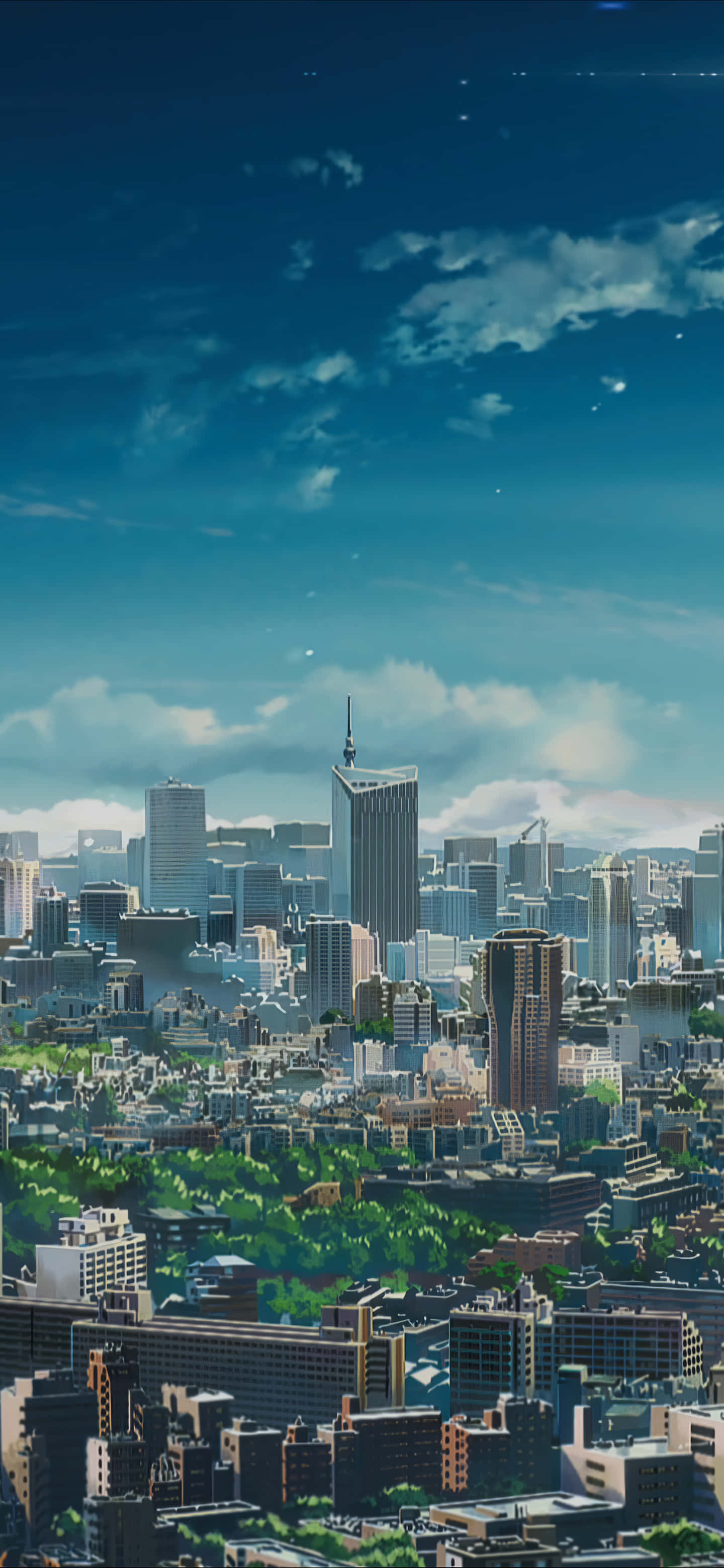 Geanimeerde Your Name Stad Foon Agtergrond Muurpapier