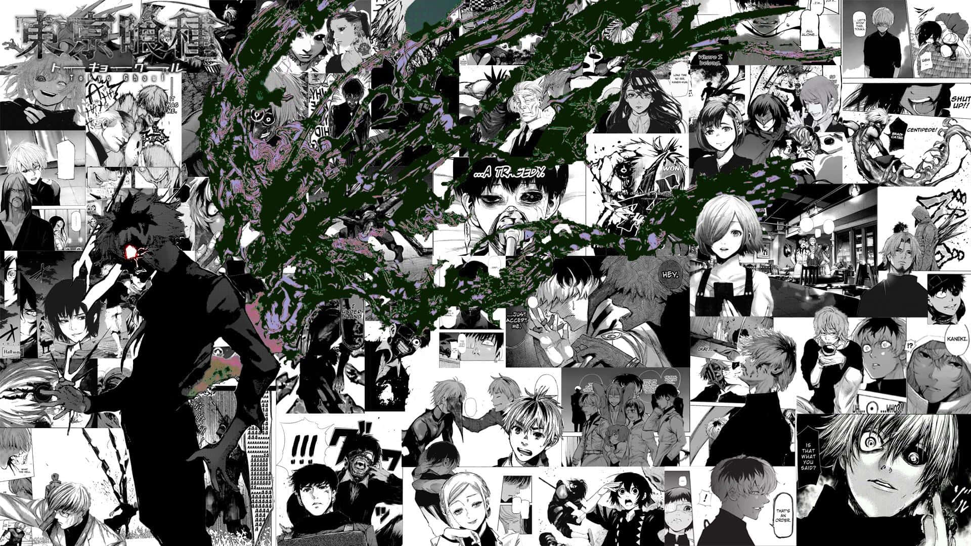Gedetailleerde illustrasie van 'n lewendige Manga-paneel Muurpapier