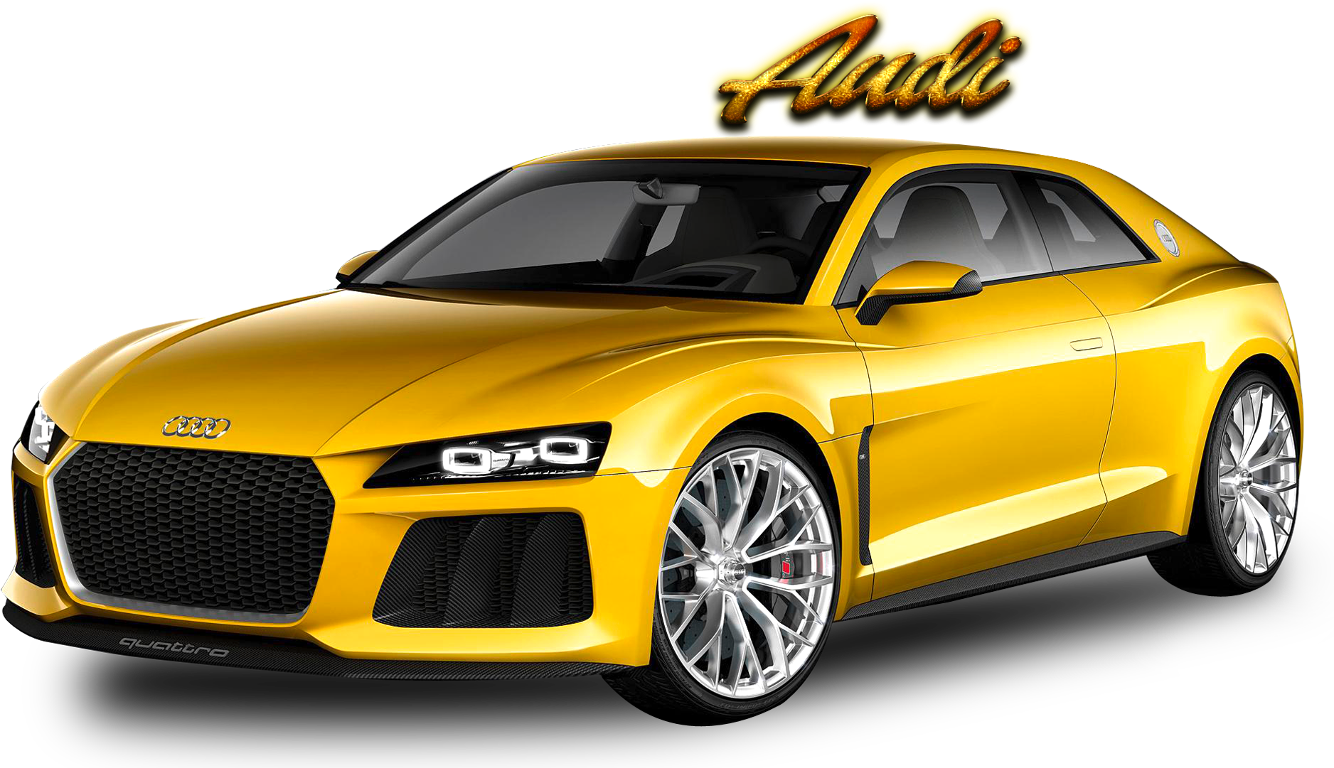 Geel Audi Sportmotor Quattro Muurpapier