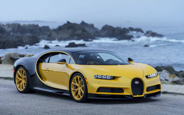 Geel Bugatti Chiron 4k