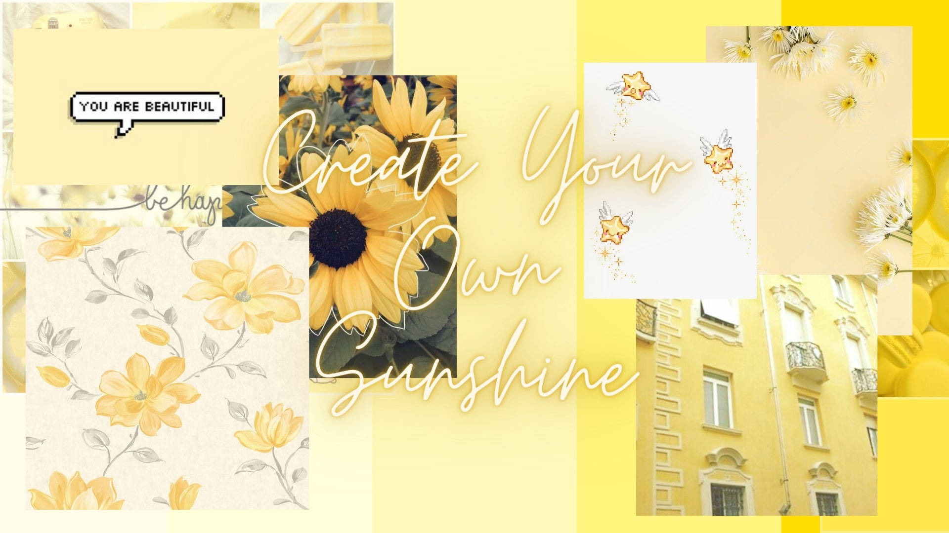 Geel Collage Pinterest Skootrekenaar Muurpapier