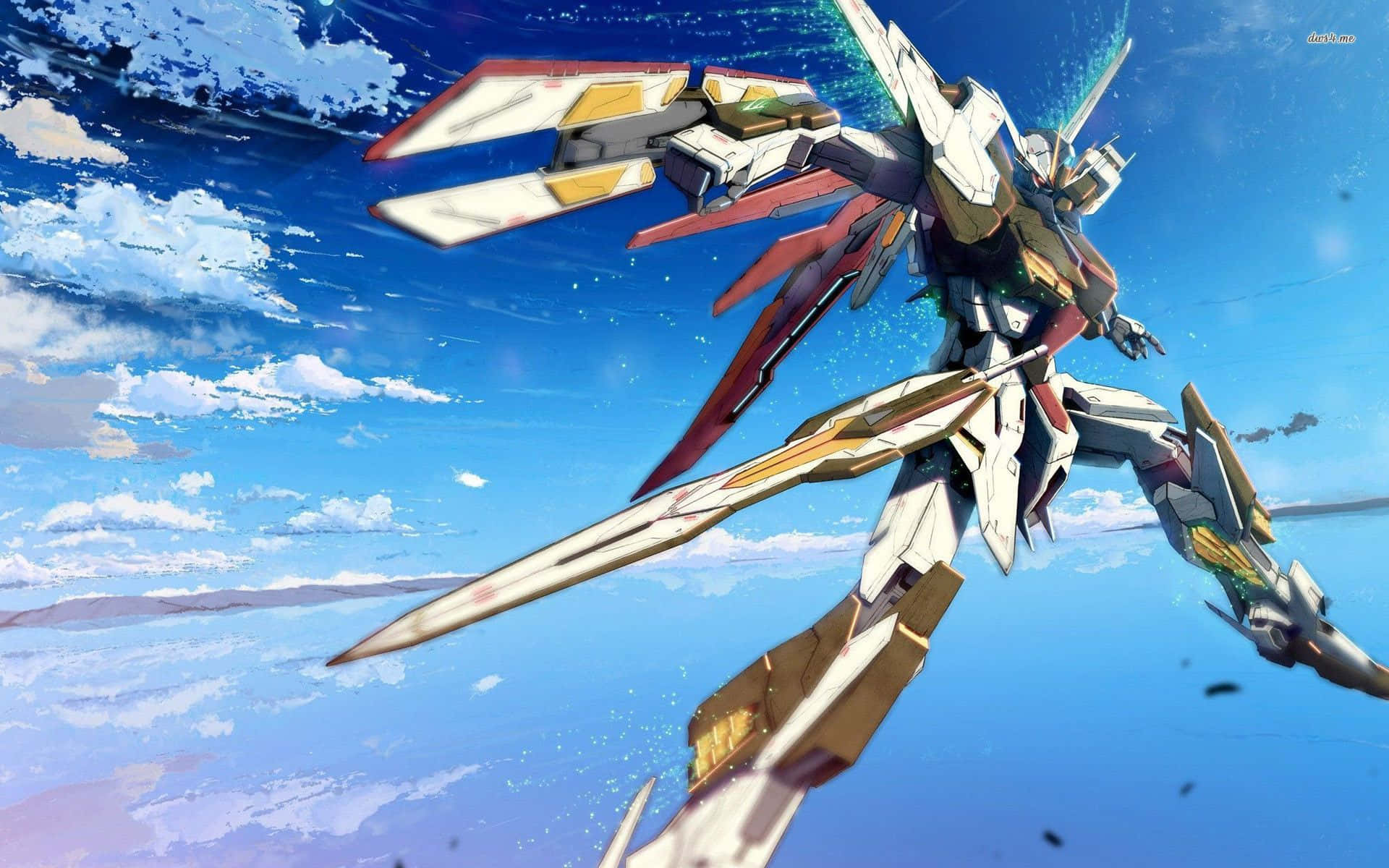 Geel en Wit Gundam Bureaublad Muurpapier