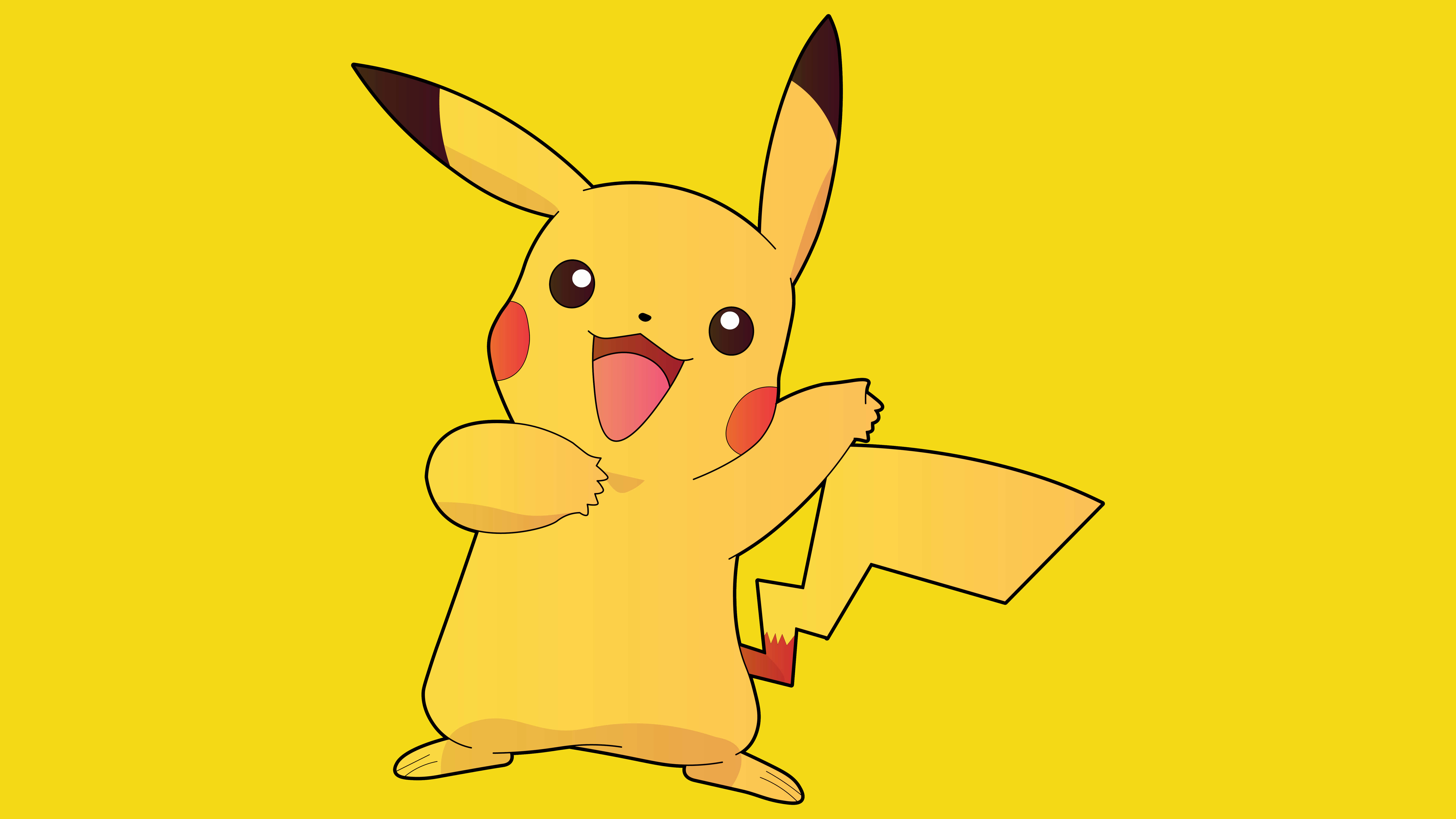 Geel Estetiese Pikachu Pokemon Agtergrond Muurpapier