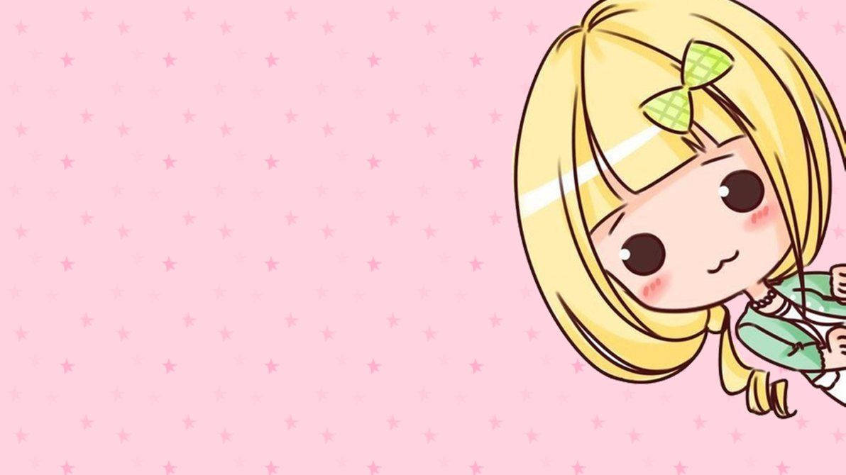 Geel Hare Kawaii-meisie Muurpapier