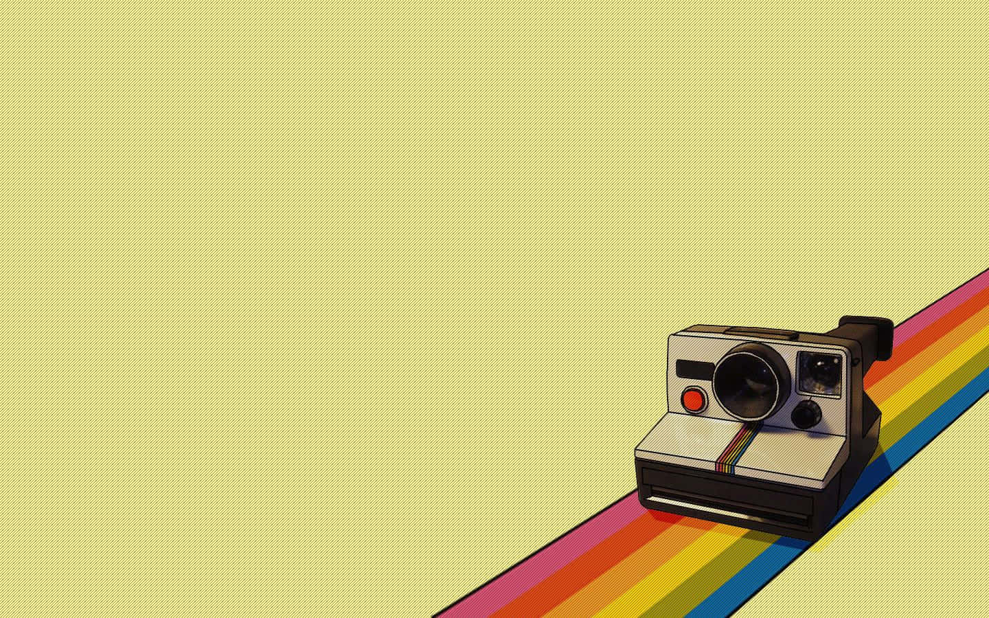 Geel Pastel Reënboog Ikoon Polaroid Kamera Prent Muurpapier