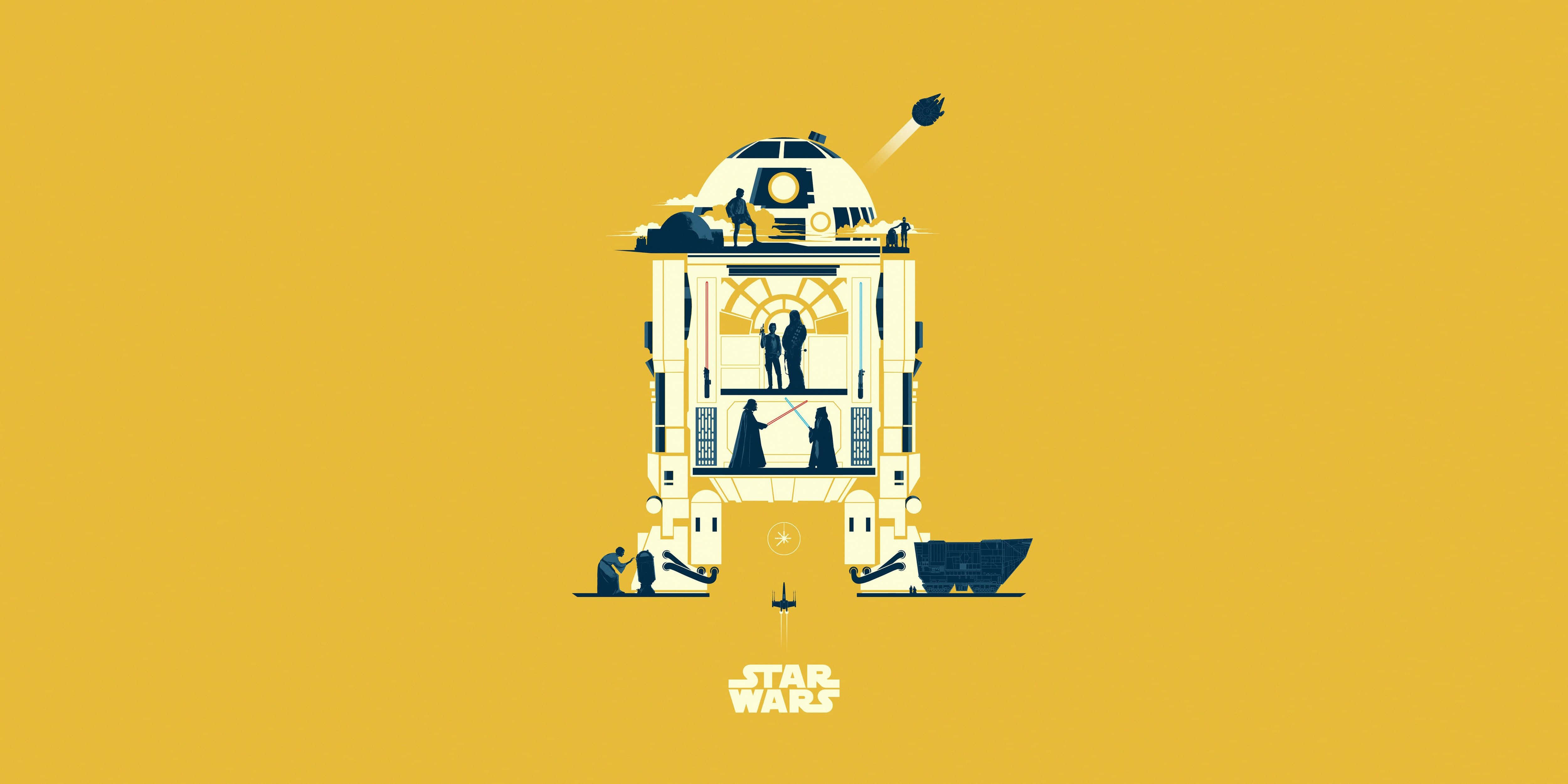 Geel R2-D2 iPad Muurpapier