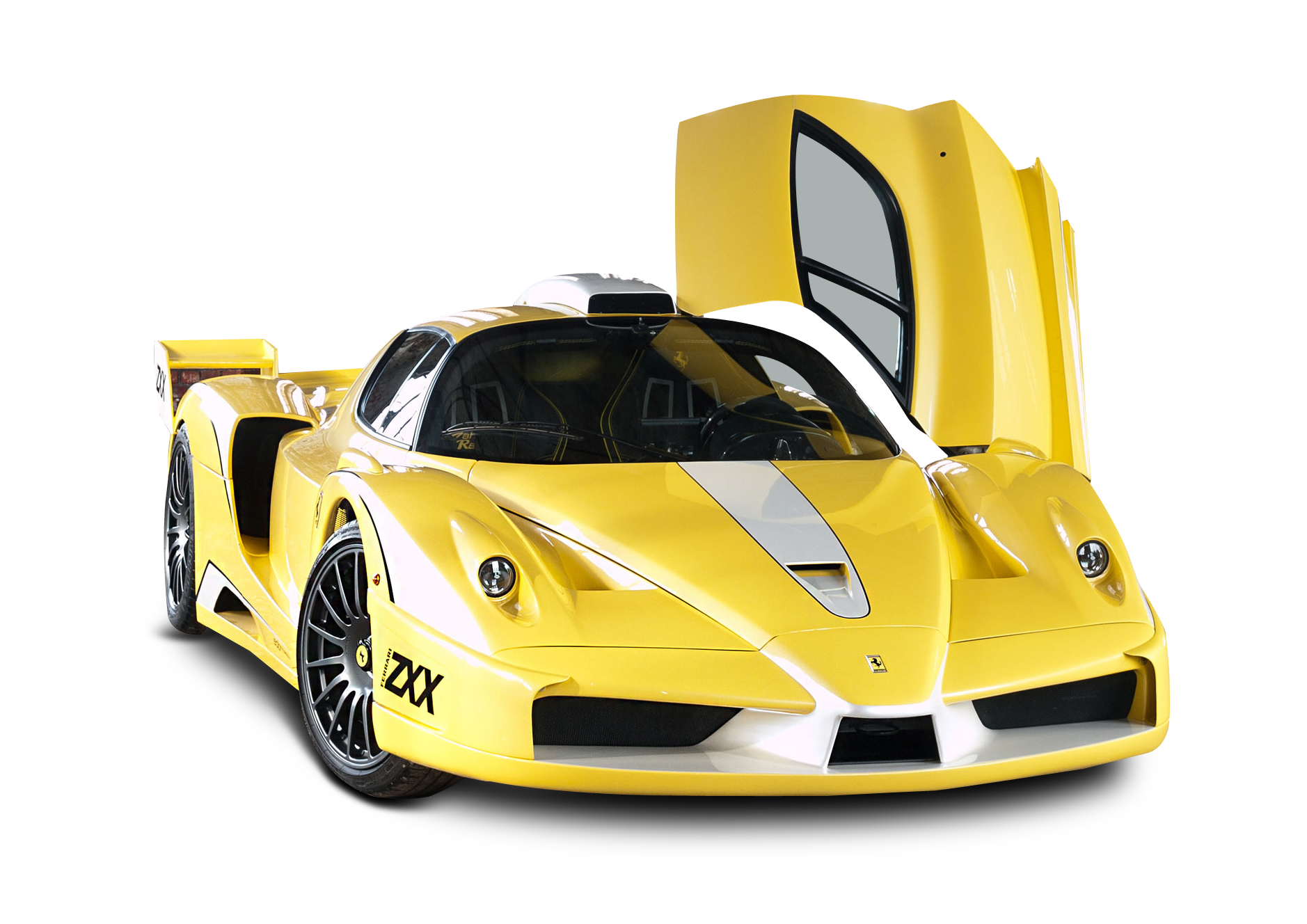 Geel Sportmotor met Oop Deure Muurpapier